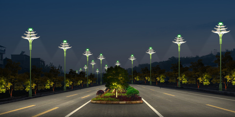 莲花景观灯 融合艺术与照明的城市之光